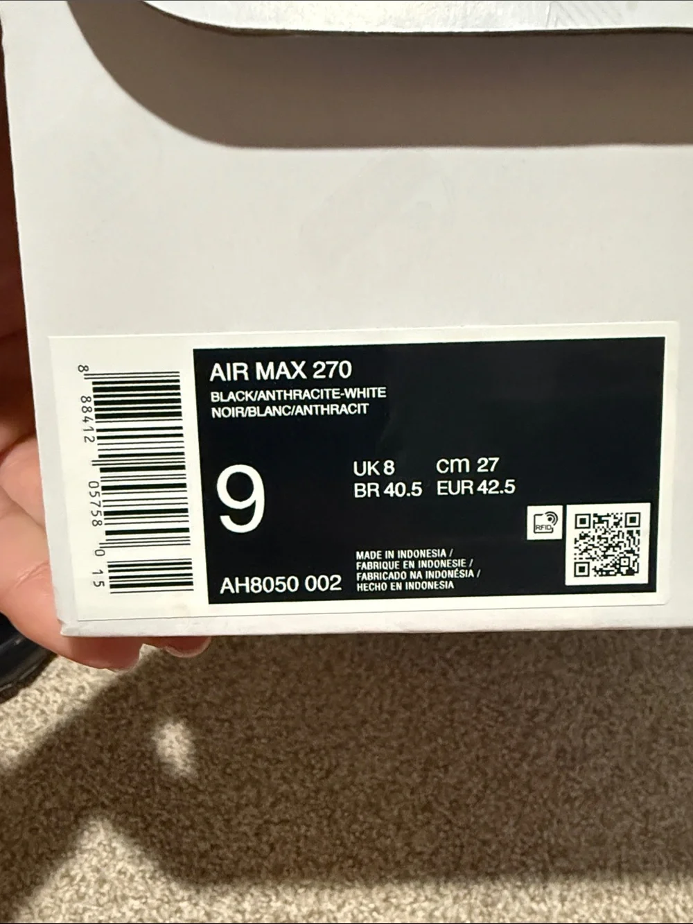 Nike Men’s Air Max 270 Athletic Shoes - Black/White